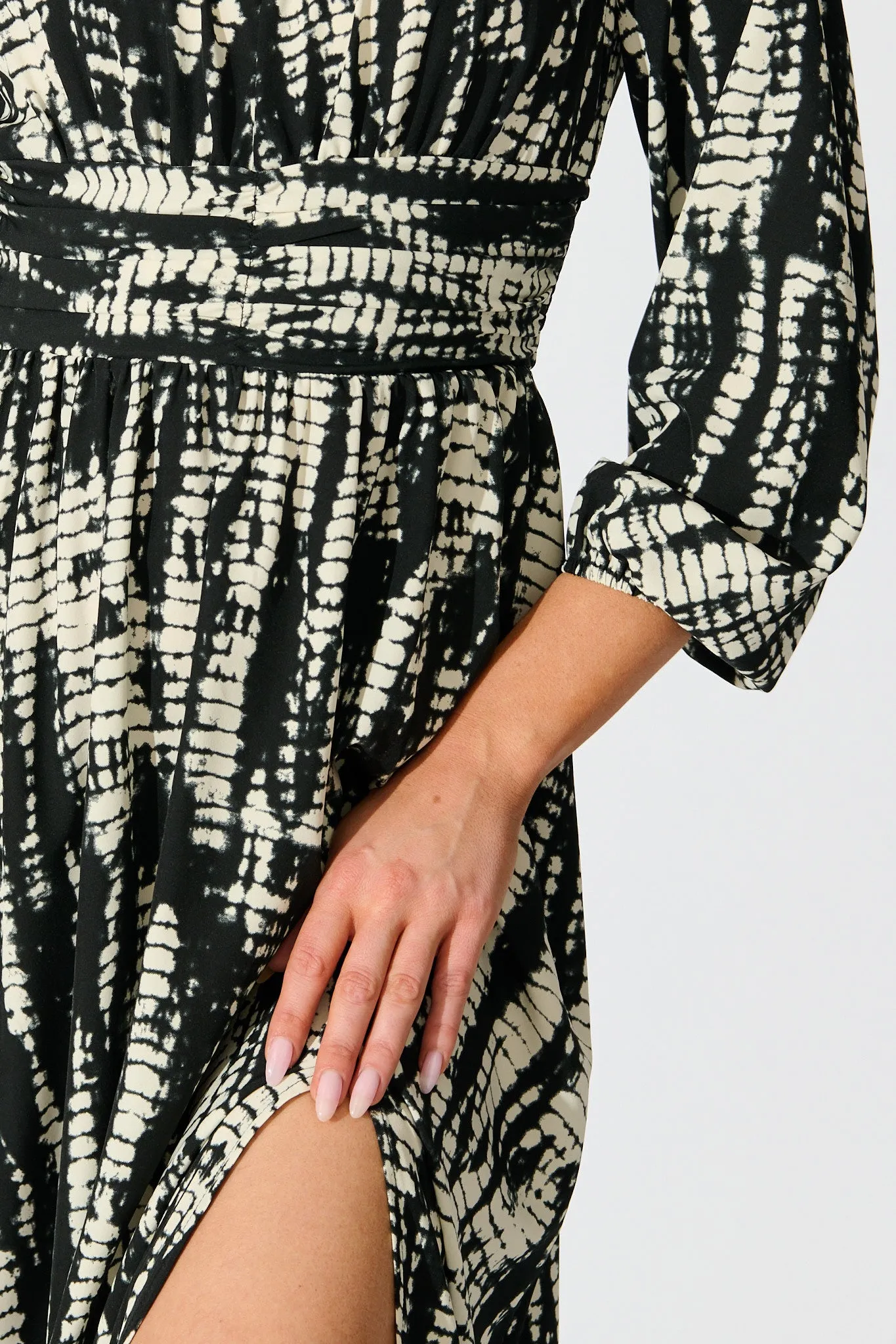 Azalea Maxi Dress in Black with Cream Print sold by St Frock product image thumbnail 5