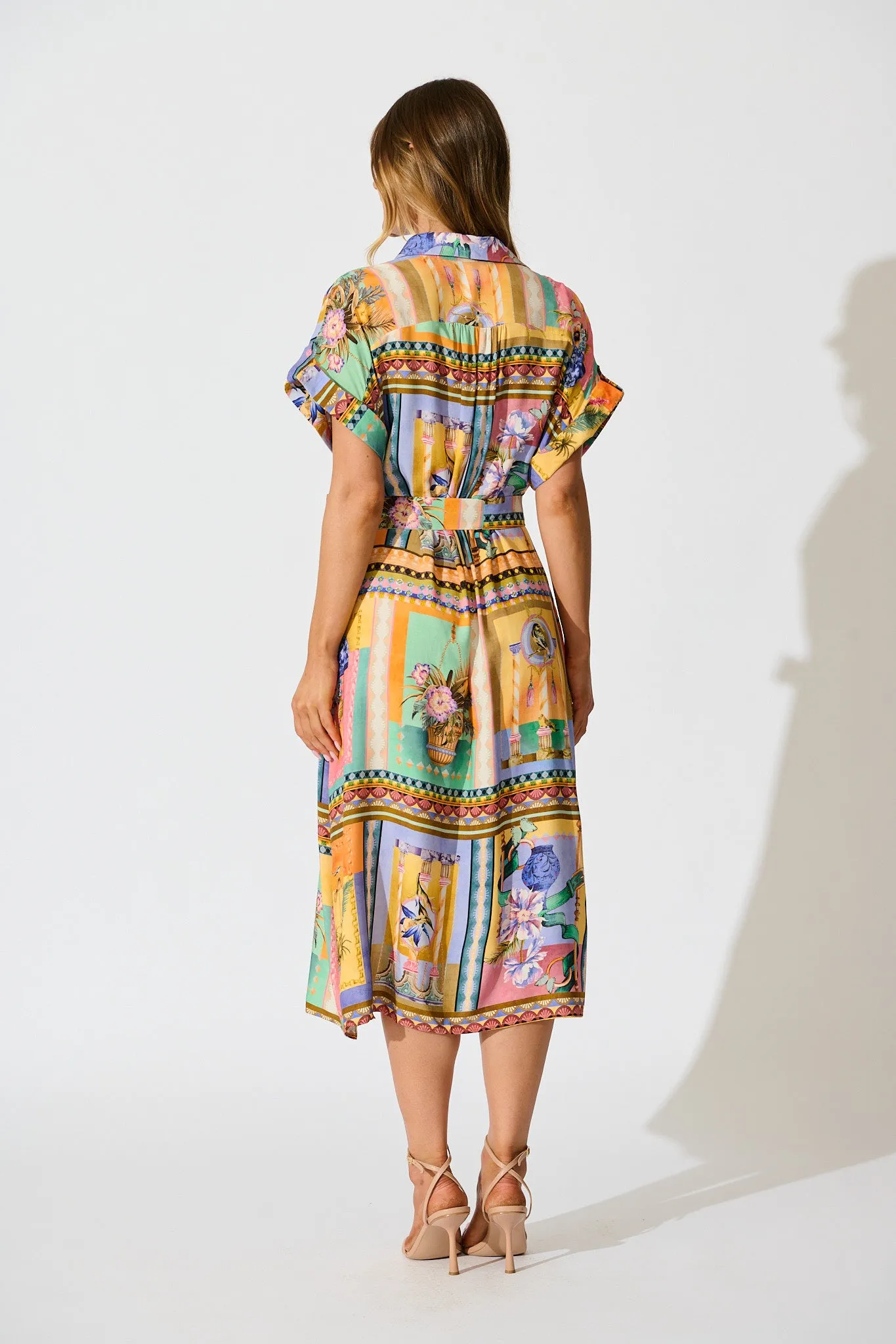 Vita Mia Midi Shirt Dress in Multi Conversational Print sold by St Frock product image thumbnail 4