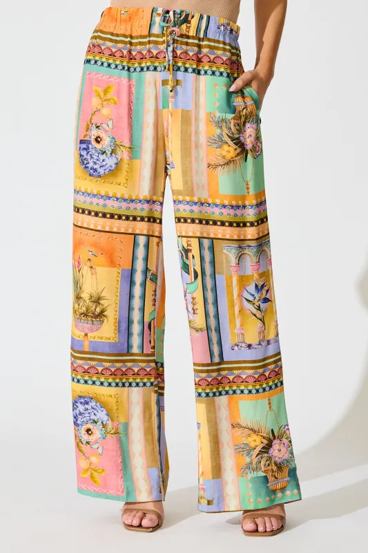 Galleria Pant in Multi Conversational Print sold by St Frock