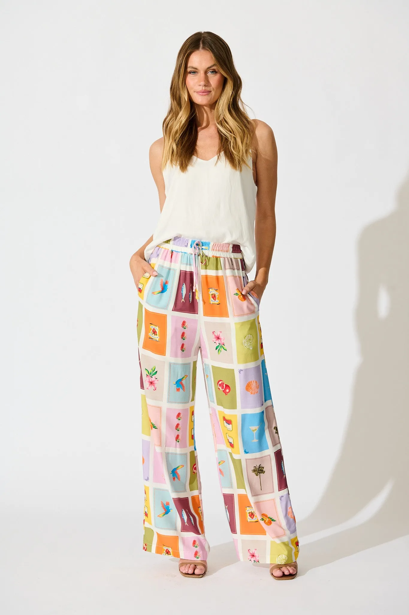 Club Riveria Pant in Multi Conversational Print sold by St Frock product image thumbnail 4