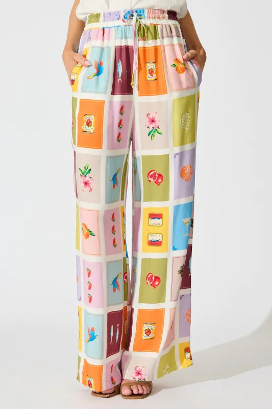 Club Riveria Pant in Multi Conversational Print sold by St Frock