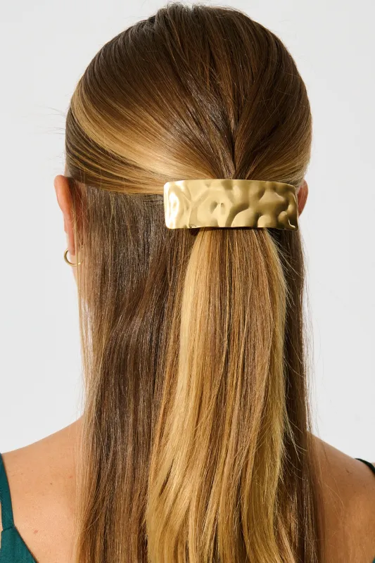 Carly Barrette Hair Clip in Textured Gold sold by St Frock