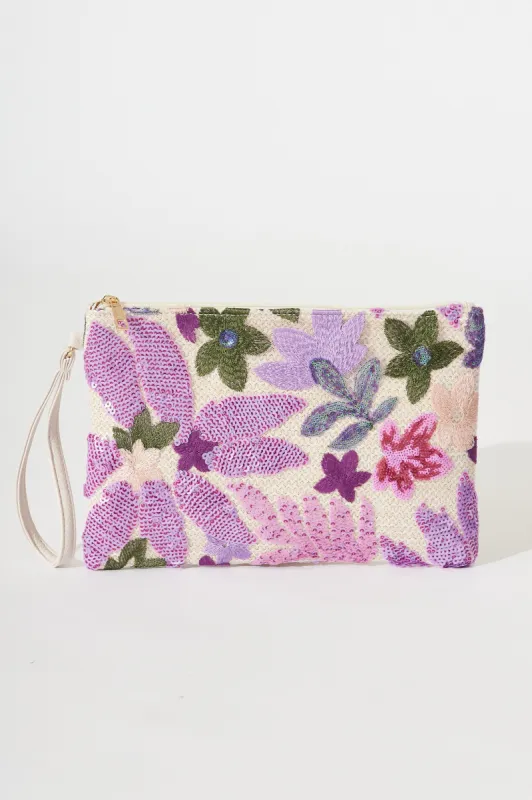 Hughes Clutch In Pink With Purple Sequin sold by St Frock