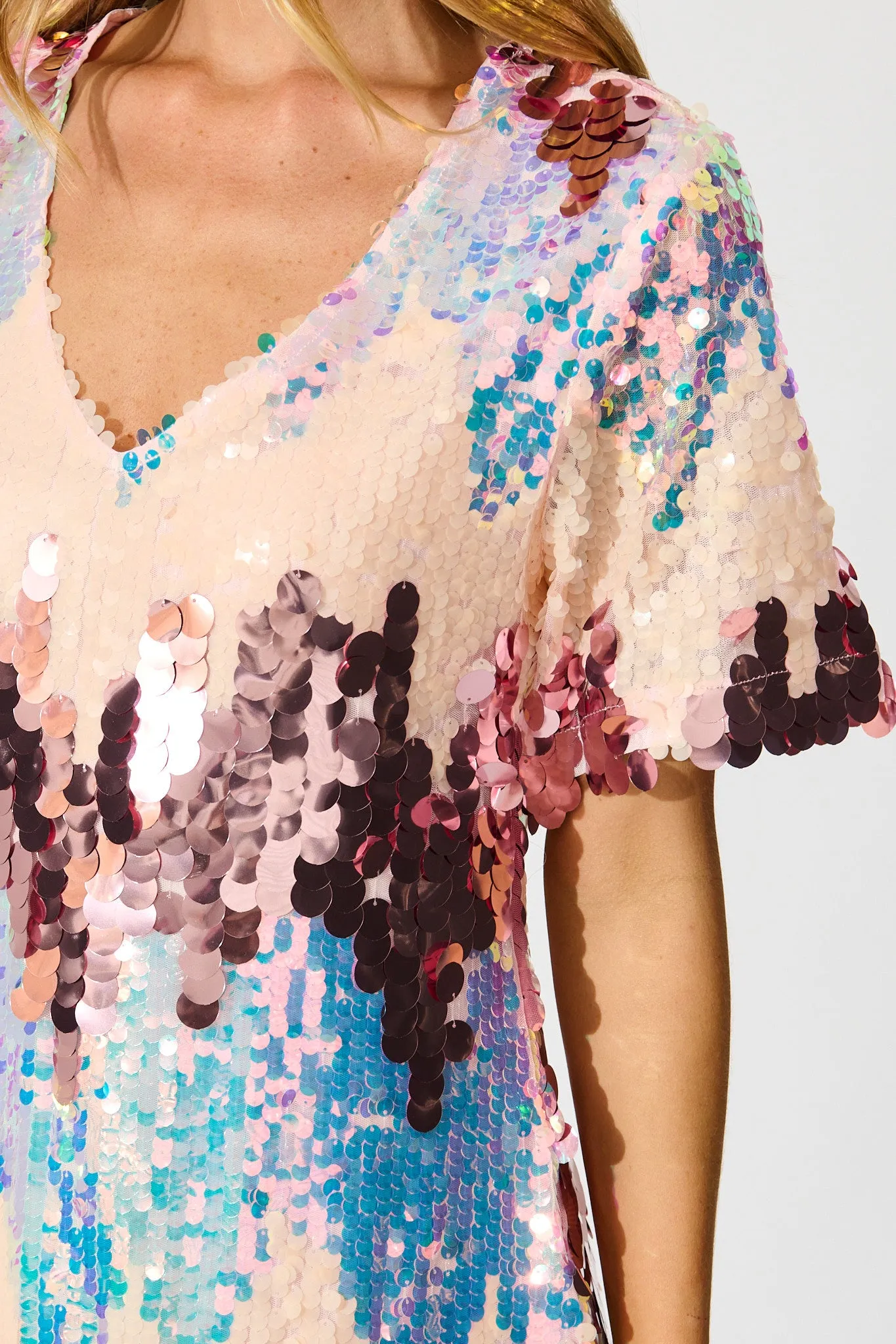 Glitter Siren Dress in Pink Multi Sequin sold by St Frock product image thumbnail 5