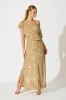 Amiri Off Shoulder Maxi Dress in Gold Sequin sold by St Frock