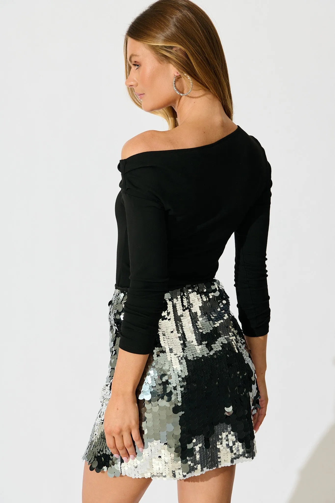 Sequinned Seduction Skirt in Silver Multi Sequin sold by St Frock product image thumbnail 3