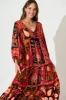 El Mar Maxi Smock Dress In Black With Red Print sold by St Frock