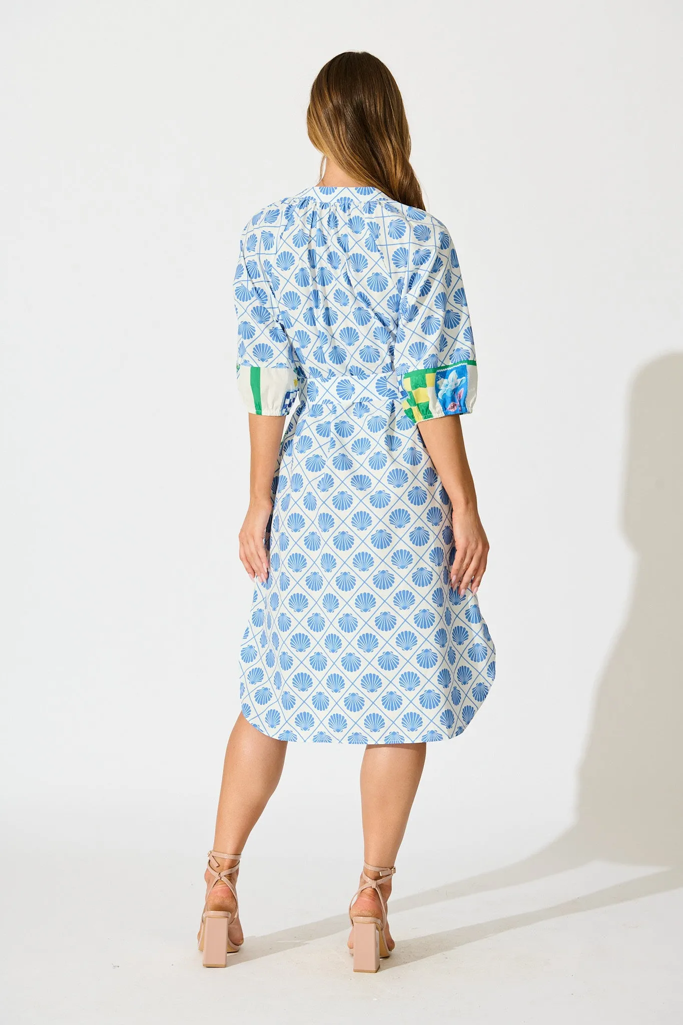Limoncello Dreams Midi Dress in White Multi Lemon Cotton sold by St Frock product image thumbnail 4