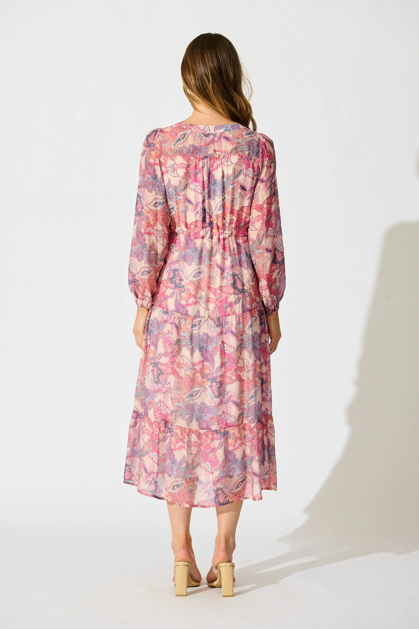 Marise Midi Dress in Pink Multi Print sold by St Frock product image thumbnail 4