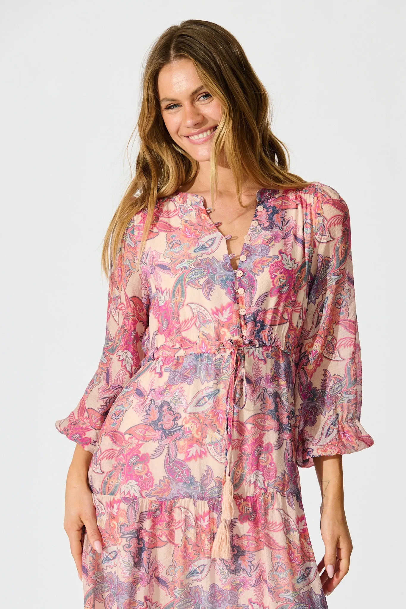 Marise Midi Dress in Pink Multi Print sold by St Frock product image thumbnail 2