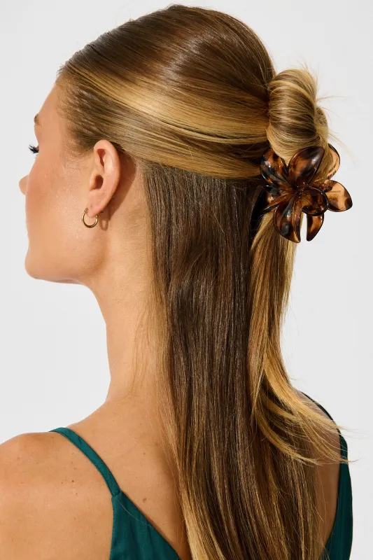 Frangipani Hair Claw in Brown Tortoise Shell sold by St Frock