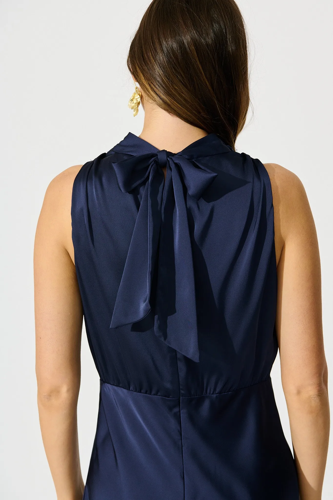 Vision of Love Midi Dress in Navy Satin sold by St Frock product image thumbnail 5