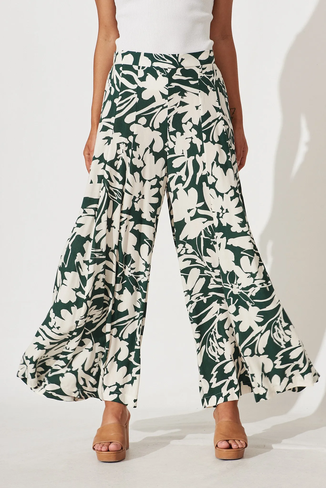 Effenty Pants In Cream With Green Print sold by St Frock product image thumbnail 4