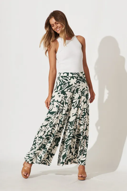 Effenty Pants In Cream With Green Print sold by St Frock