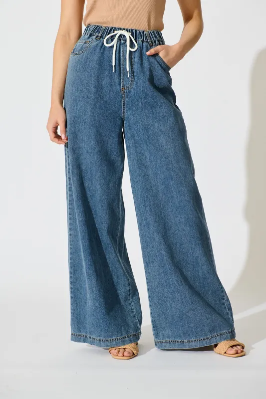 Leocadia High Rise Jean in Light Blue Denim sold by St Frock