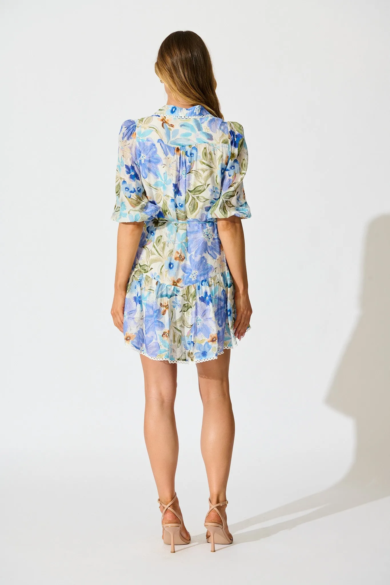 Bluebell Bloom Shirt Dress in Blue Floral sold by St Frock product image thumbnail 4