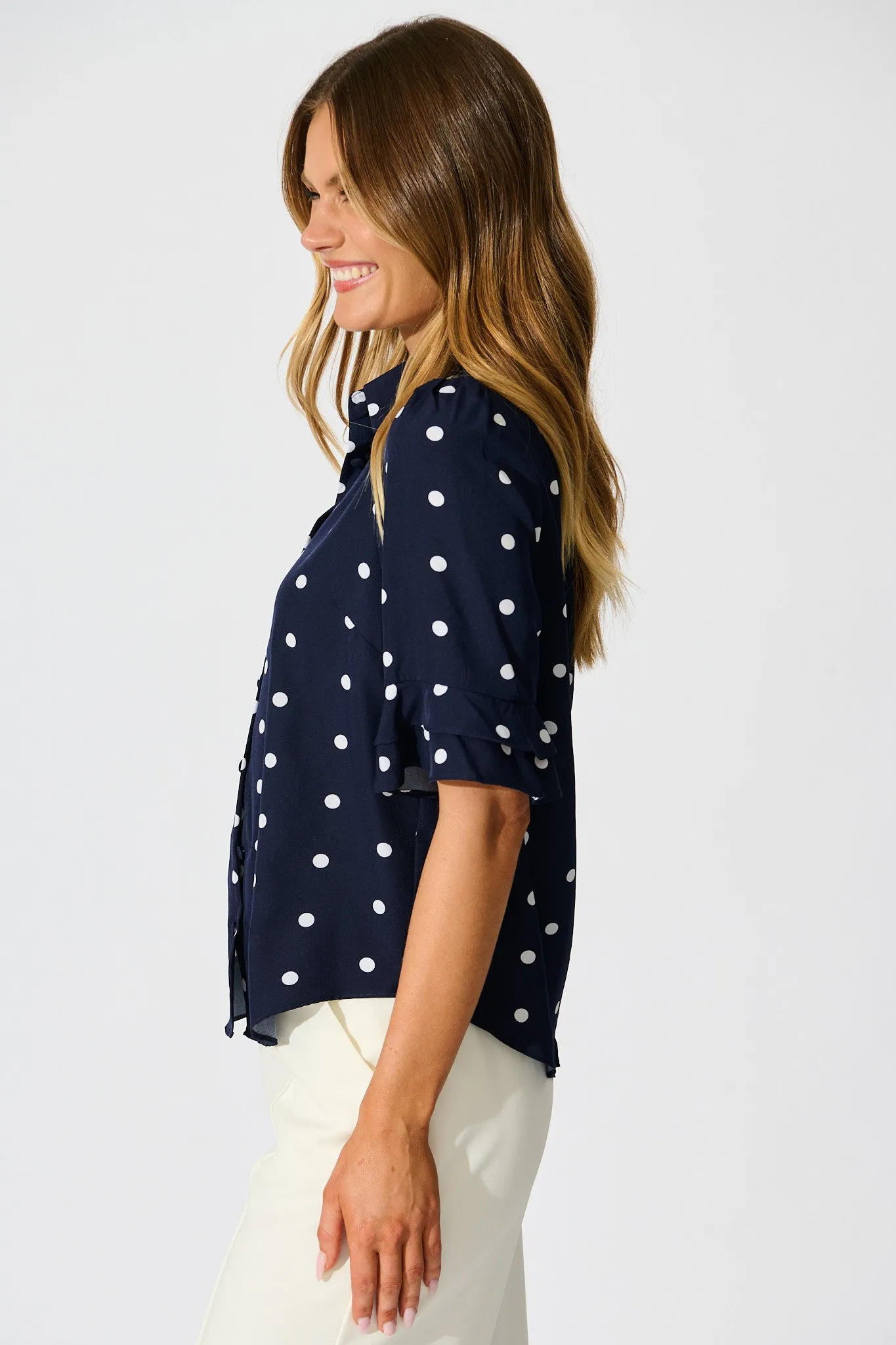 Perfectly Placed Shirt in Navy with White Spot sold by St Frock product image thumbnail 2