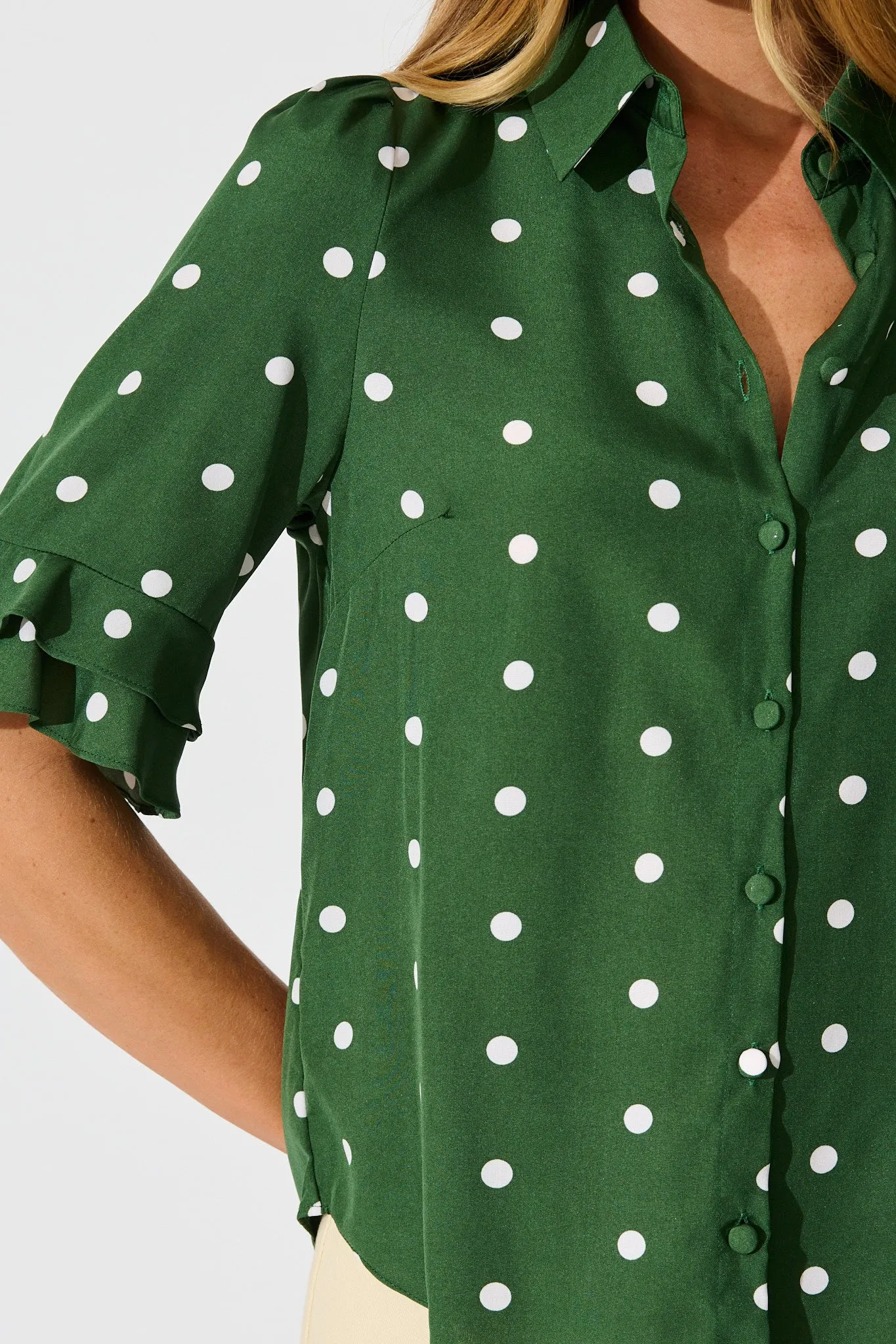 Perfectly Placed Shirt in Emerald with White Spot sold by St Frock product image thumbnail 5