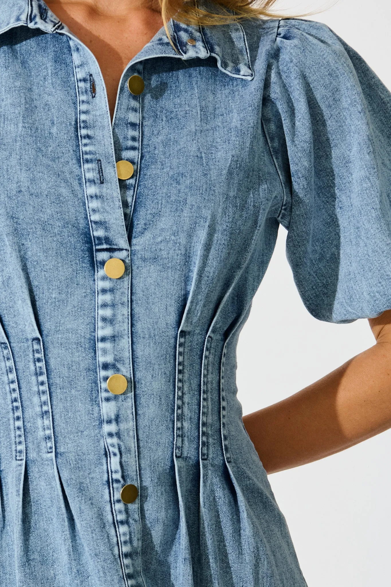 Fine Form Midi Dress in Mid Blue Denim sold by St Frock product image thumbnail 5