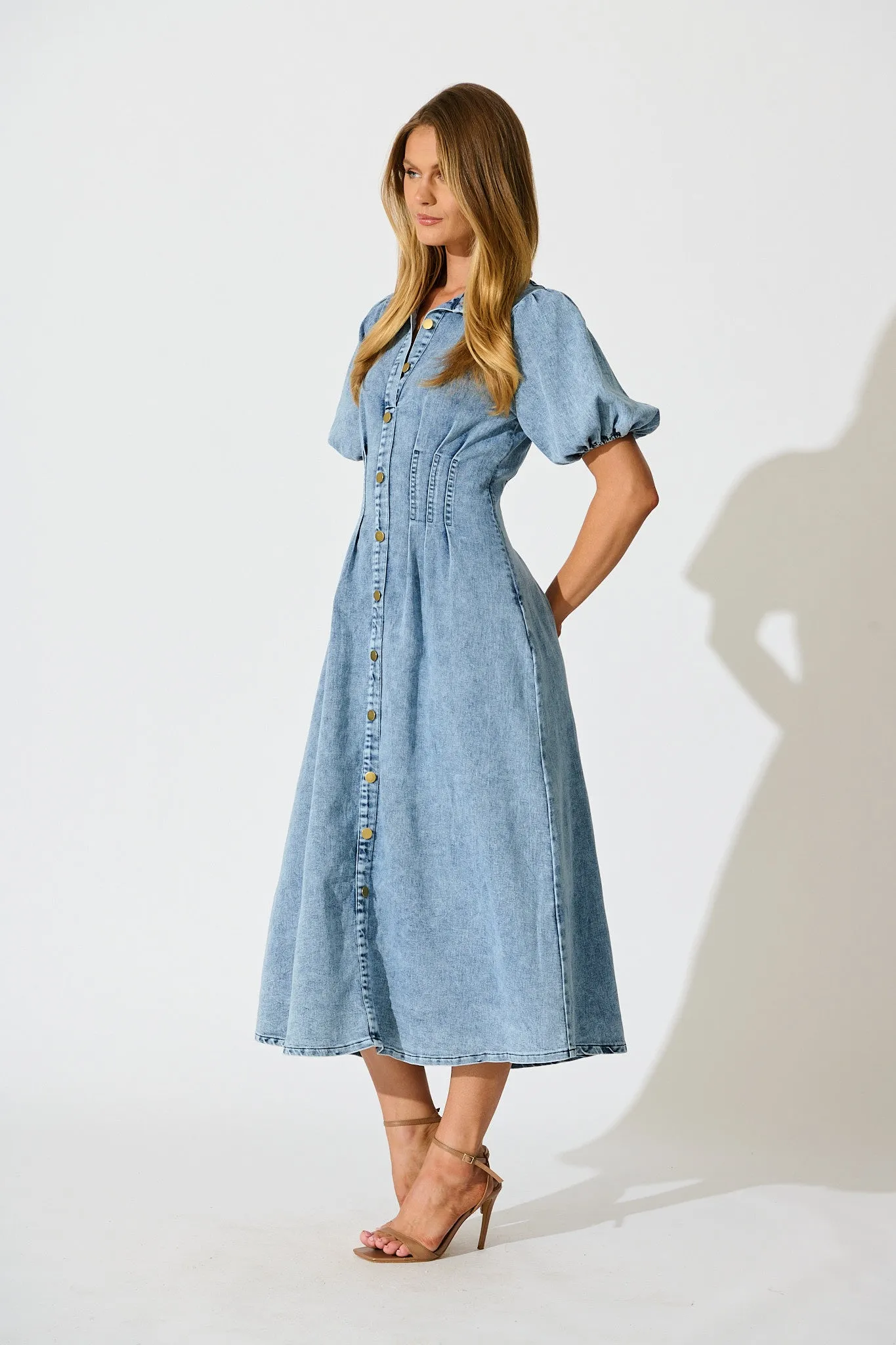Fine Form Midi Dress in Mid Blue Denim sold by St Frock product image thumbnail 3