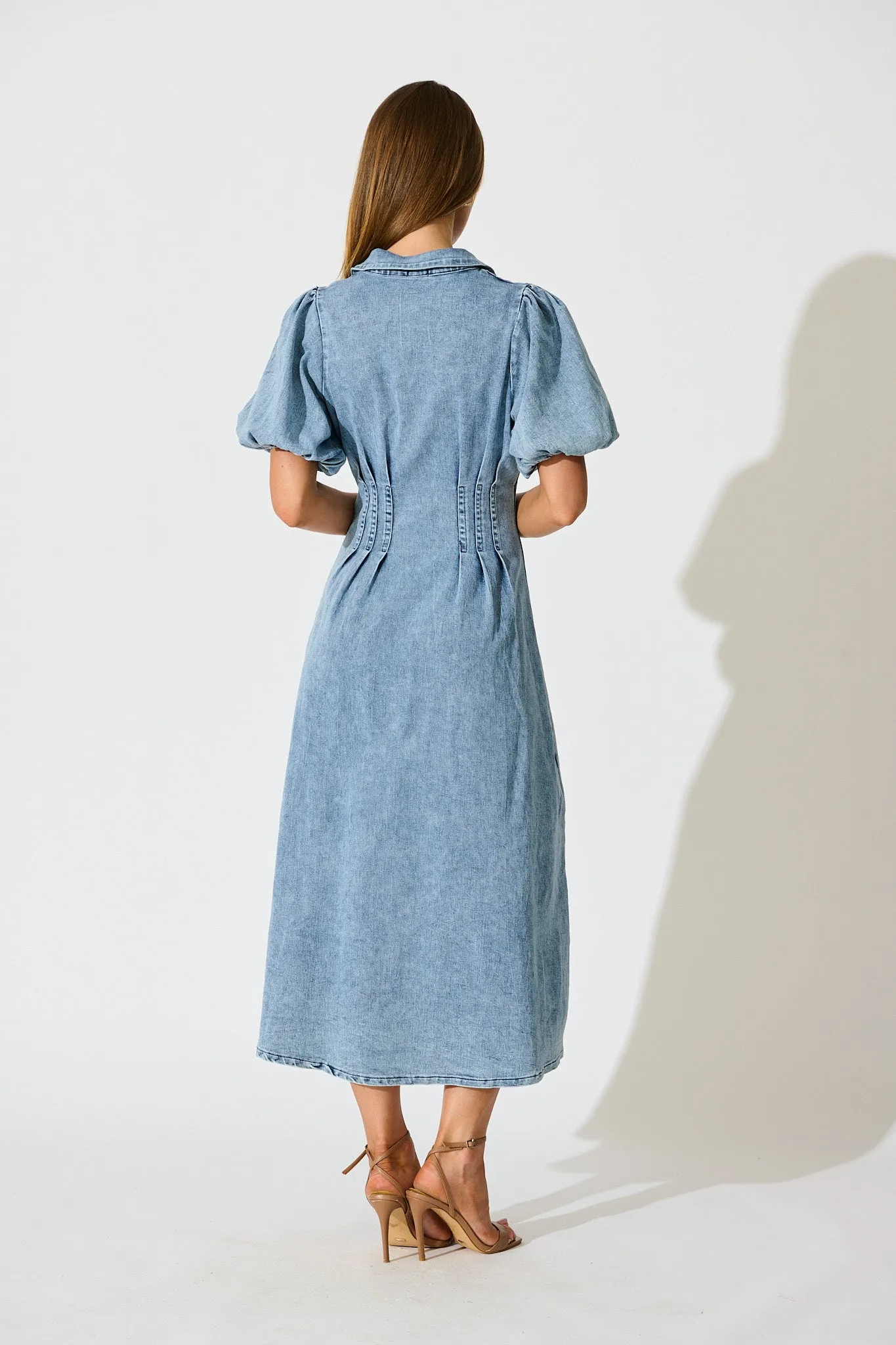 Fine Form Midi Dress in Mid Blue Denim sold by St Frock product image thumbnail 4