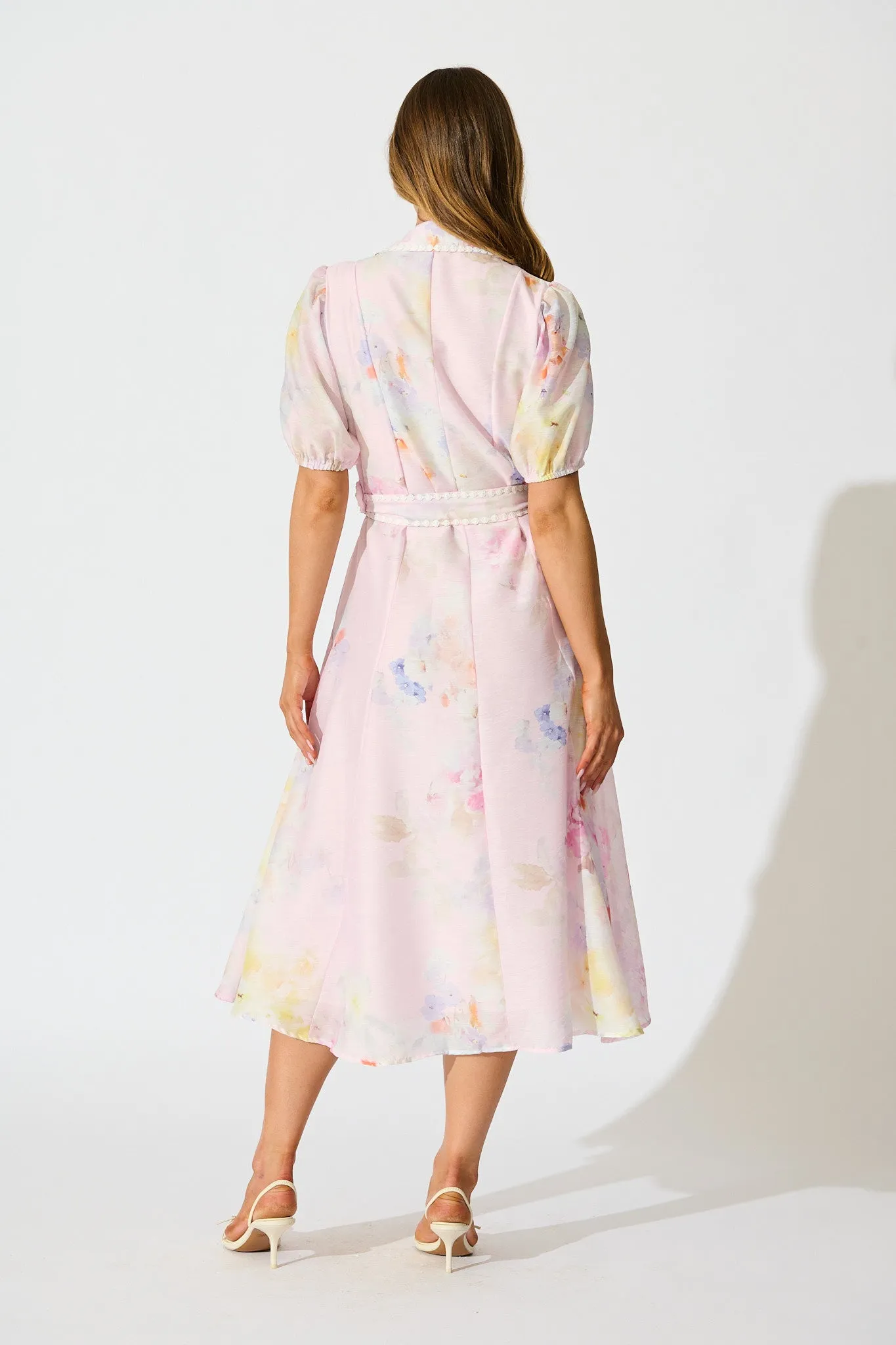 Mimi Maxi Shirt Dress in Light Pink Floral sold by St Frock product image thumbnail 4