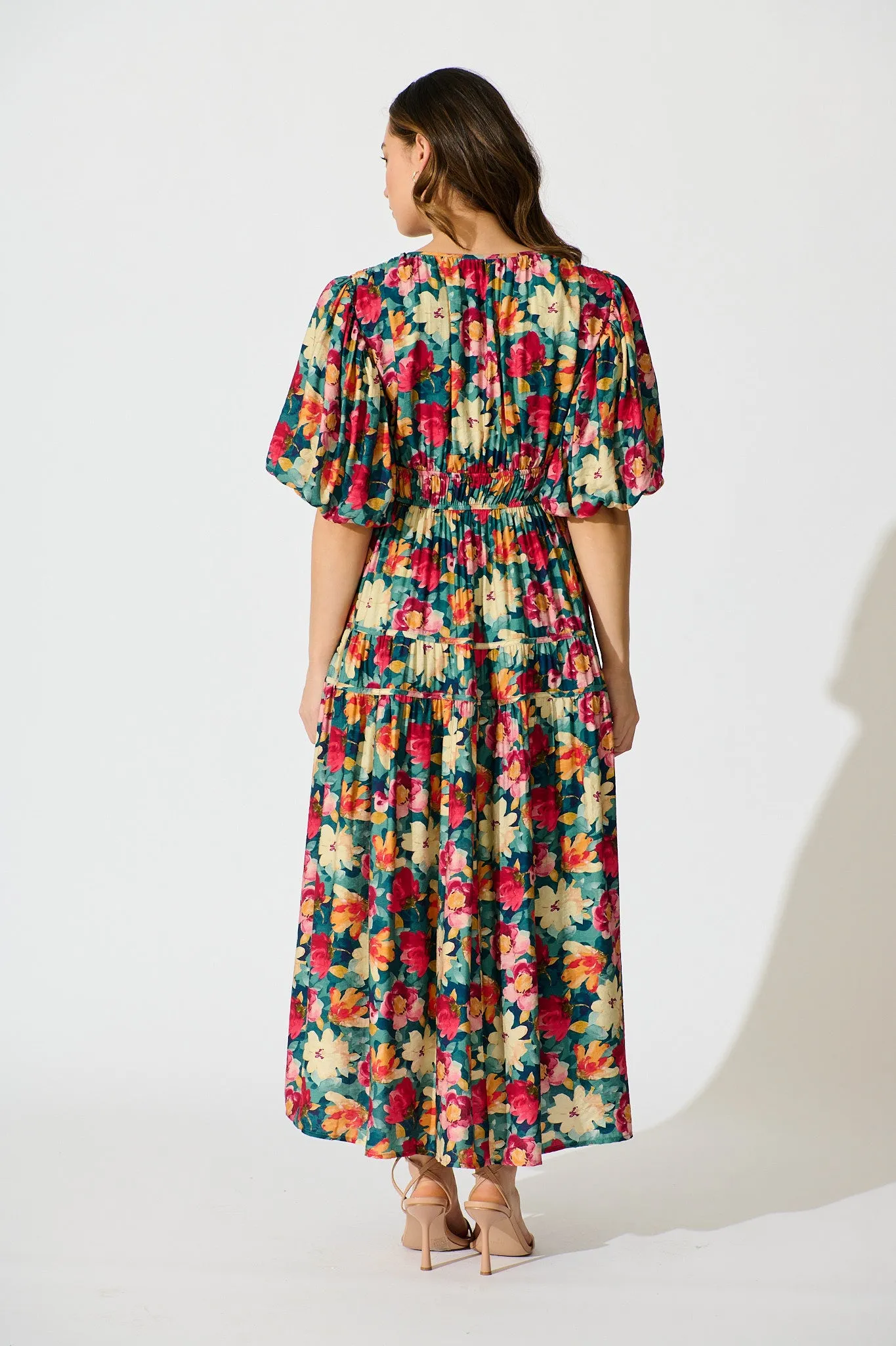 Amalie Midi Dress in Jade Floral Print sold by St Frock product image thumbnail 4