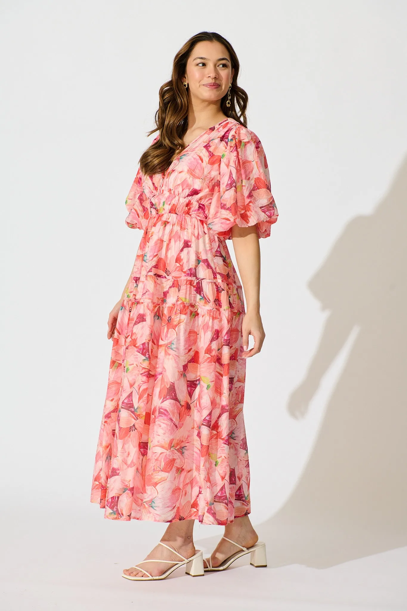 Amalie Midi Dress in Pink Watercolour Print sold by St Frock product image thumbnail 3