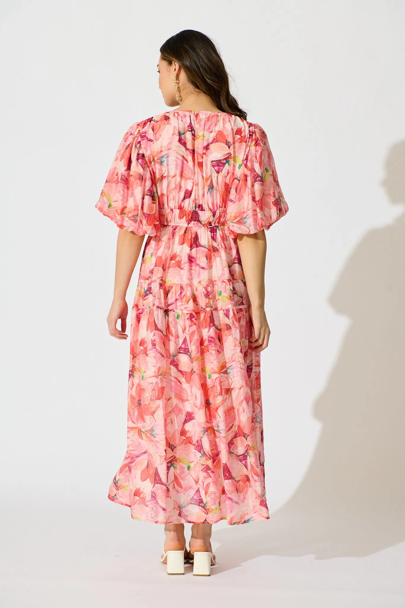 Amalie Midi Dress in Pink Watercolour Print sold by St Frock product image thumbnail 4