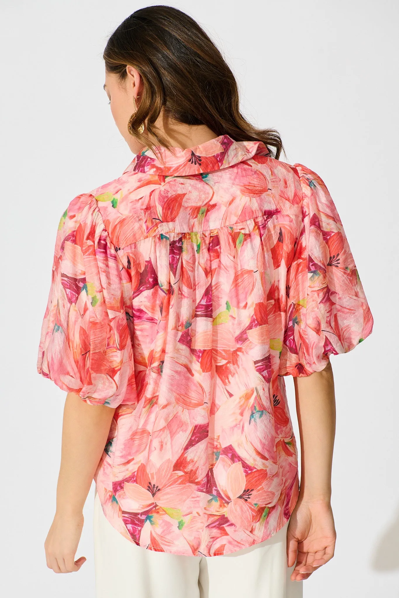 Aeryn Shirt in Pink Watercolour Print sold by St Frock product image thumbnail 4