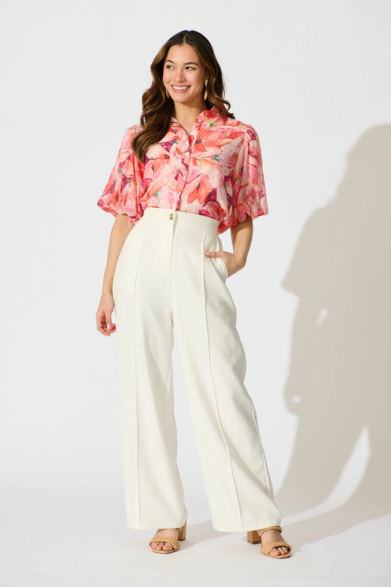 Aeryn Shirt in Pink Watercolour Print sold by St Frock product image thumbnail 5