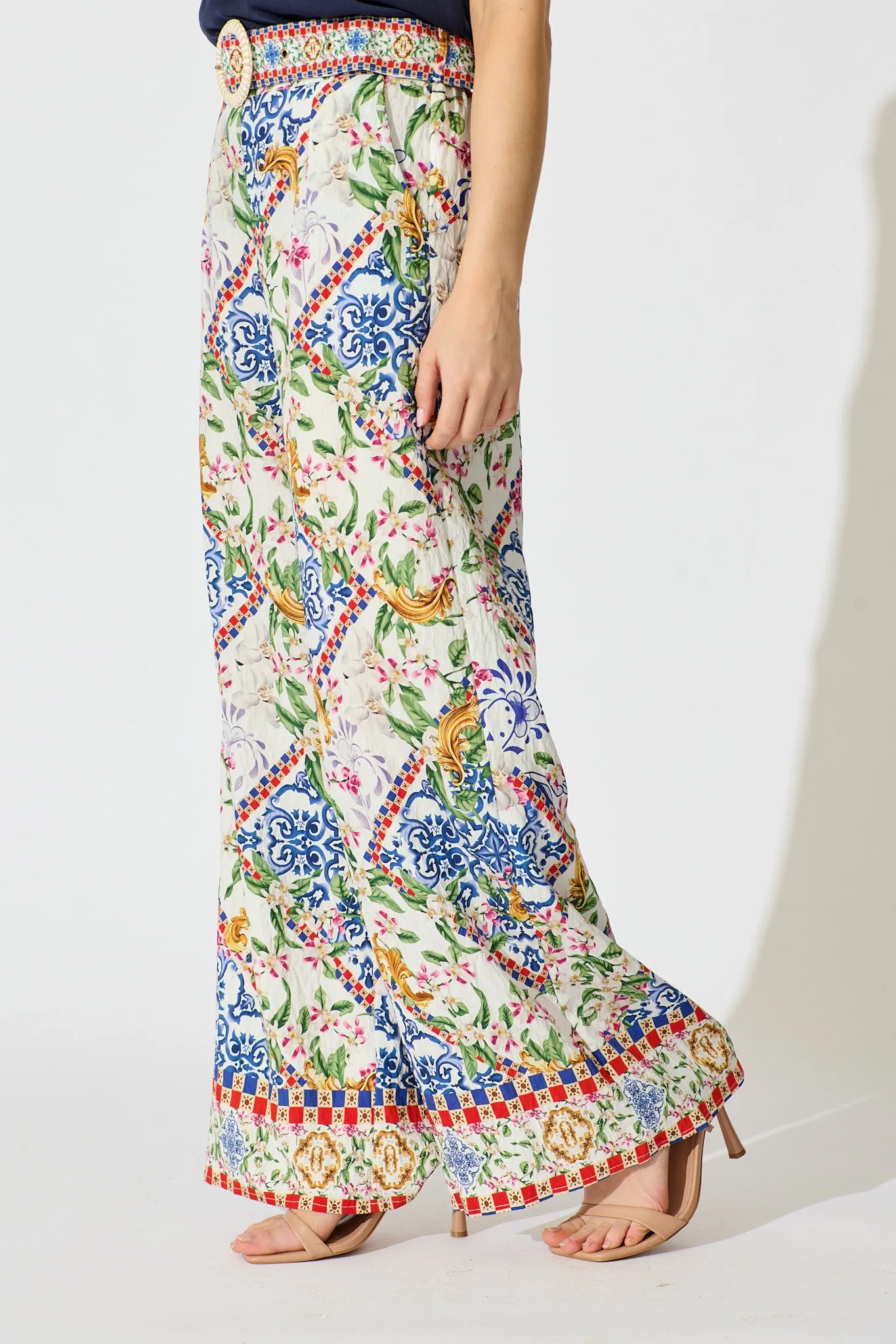 Villa Botanica Pant in White with Multi Print sold by St Frock product image thumbnail 2