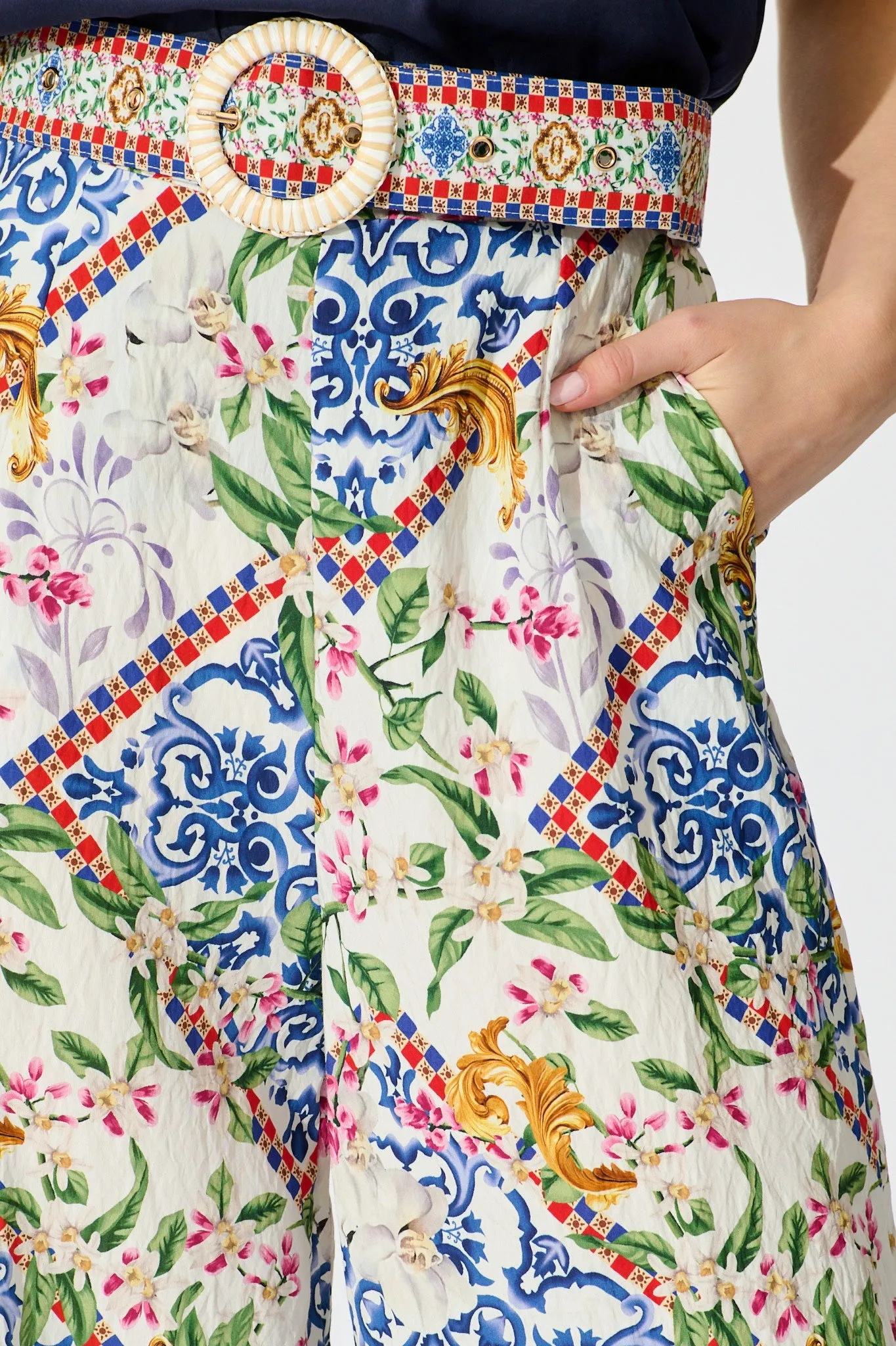 Villa Botanica Pant in White with Multi Print sold by St Frock product image thumbnail 5