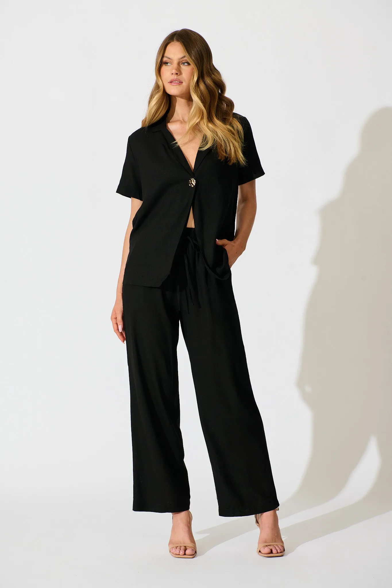 PRE ORDER Soft Structure Top In Black Cotton Linen sold by St Frock product image thumbnail 4