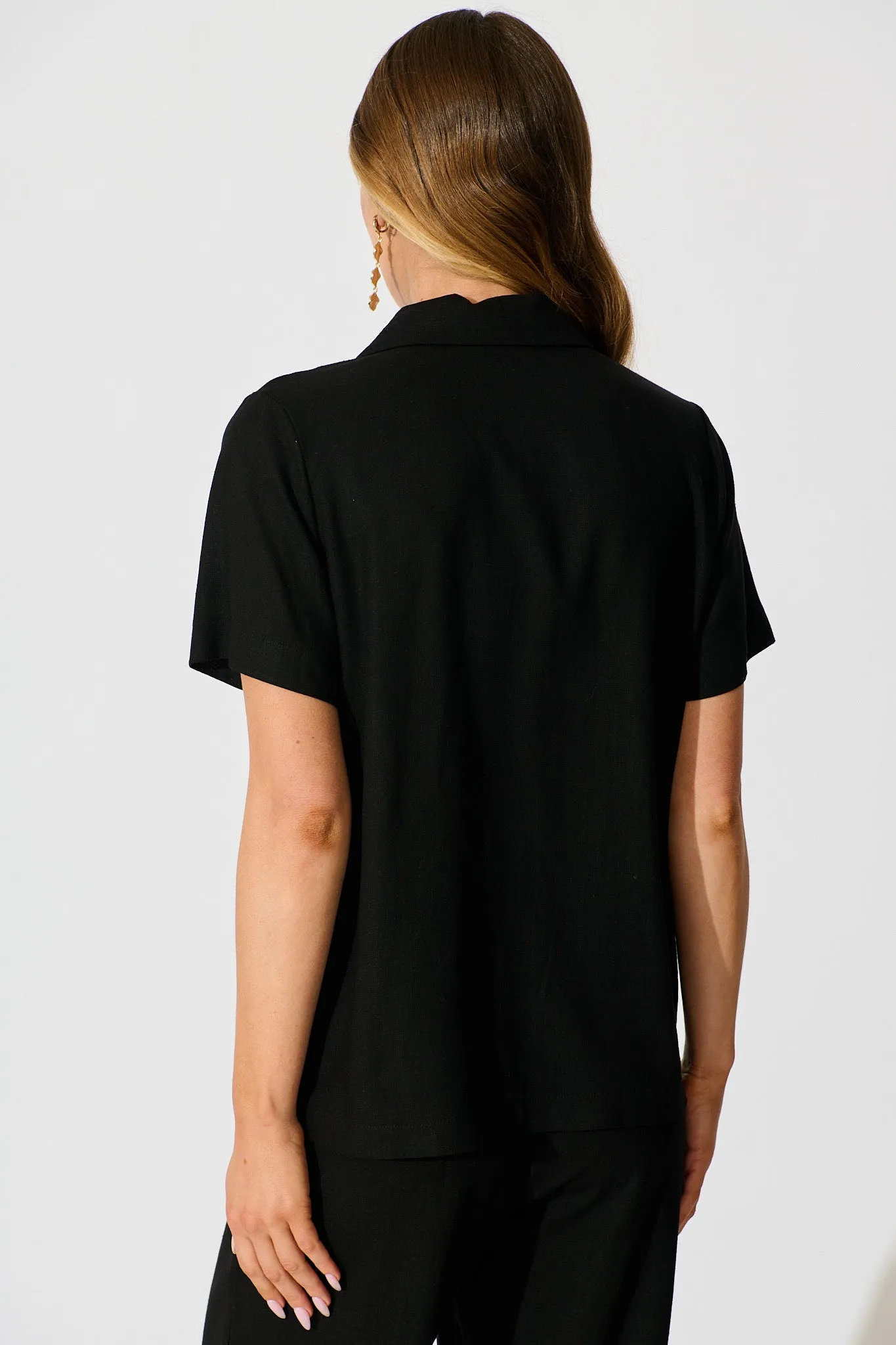 PRE ORDER Soft Structure Top In Black Cotton Linen sold by St Frock product image thumbnail 3