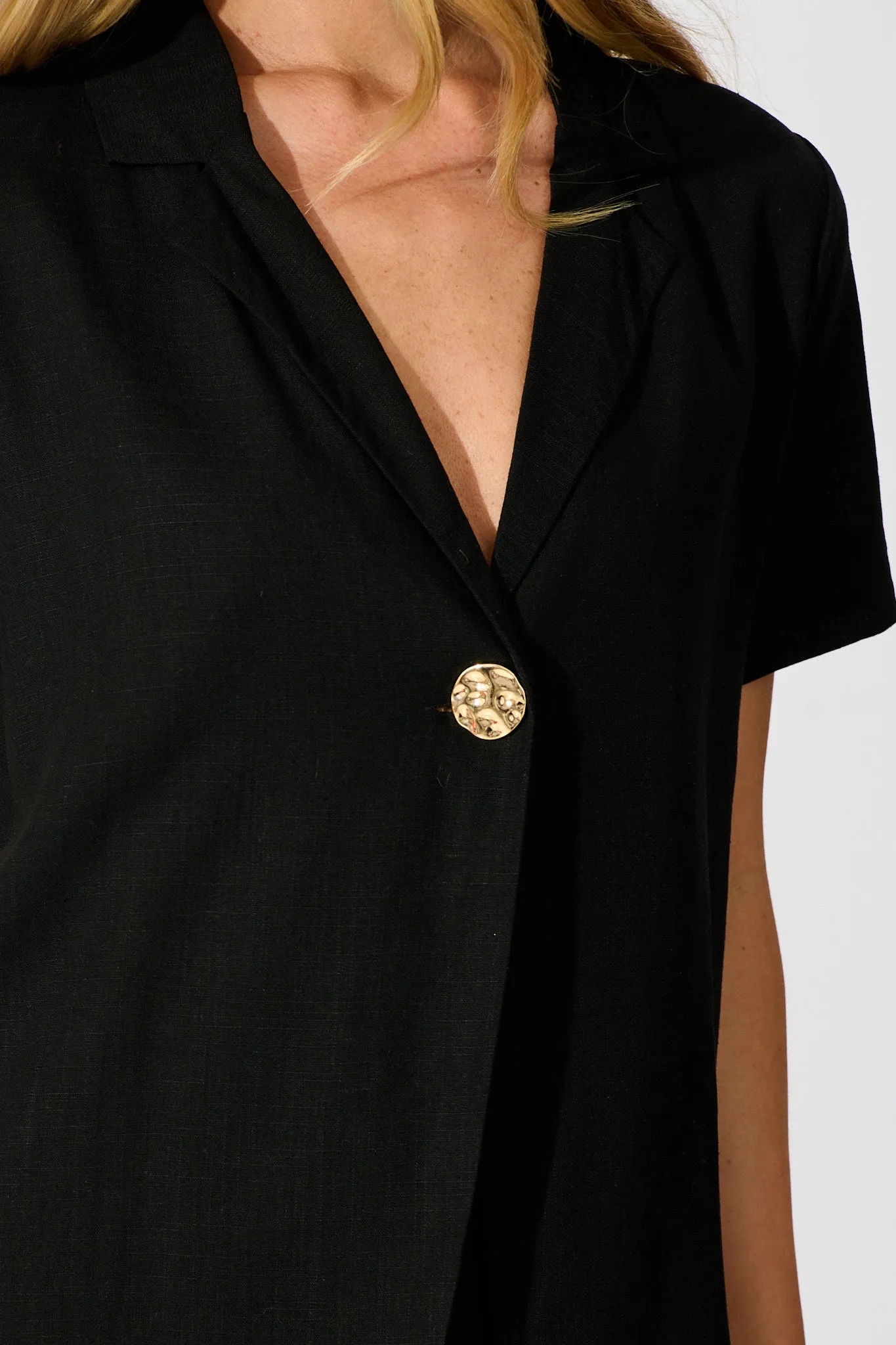 PRE ORDER Soft Structure Top In Black Cotton Linen sold by St Frock product image thumbnail 5