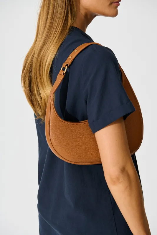 Amber Mini Shoulder Bag in Tan PU sold by St Frock