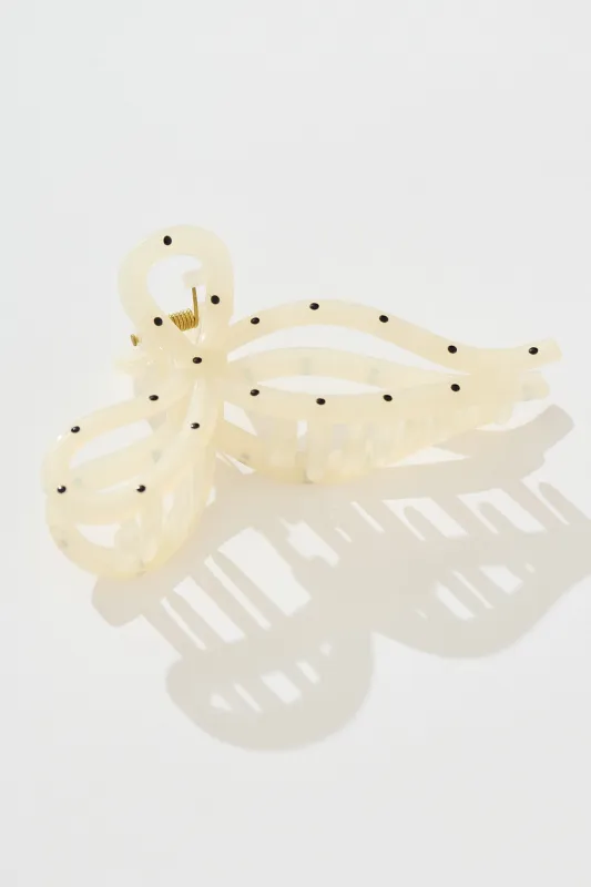 Tary Hair Claw in White With Black Polkadot sold by St Frock