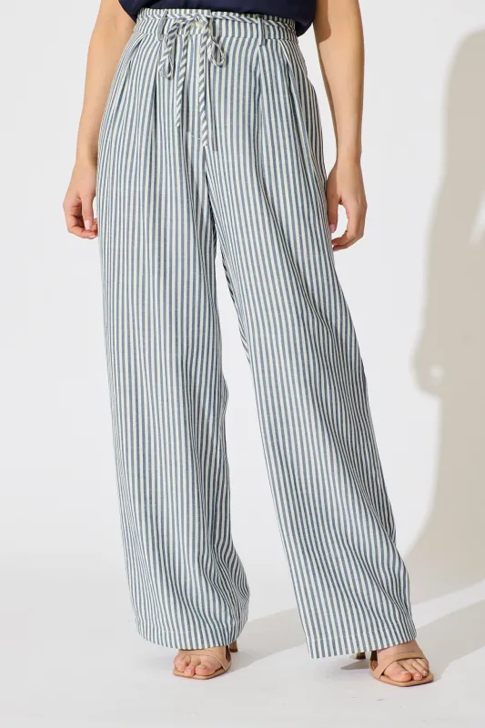 Amoura Pant in Blue Stripe sold by St Frock