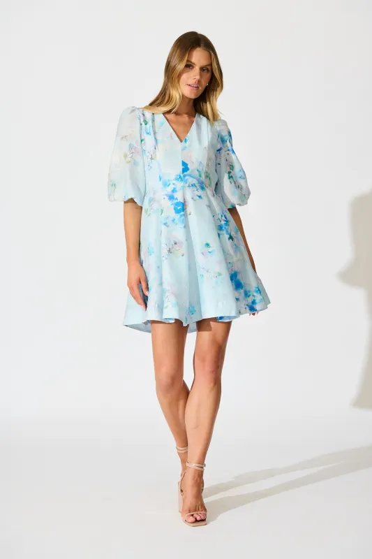 Zoeva Dress in Blue Floral sold by St Frock