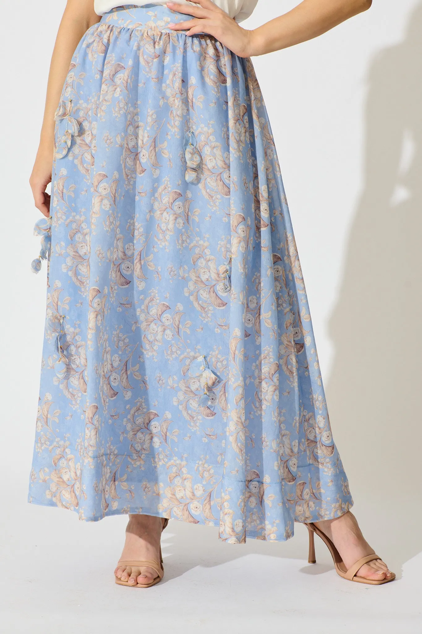 Gardenlight Maxi Skirt in Blue Floral sold by St Frock product image thumbnail 3