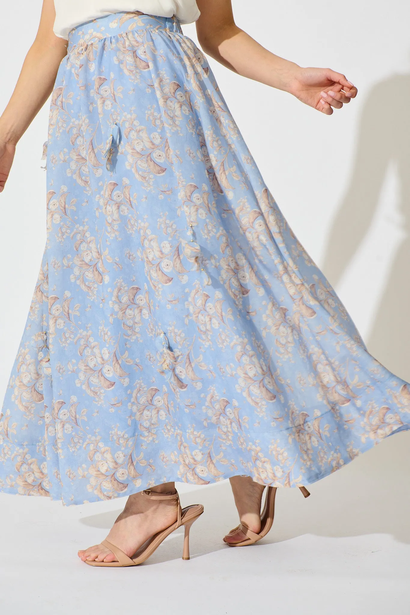 Gardenlight Maxi Skirt in Blue Floral sold by St Frock product image thumbnail 4