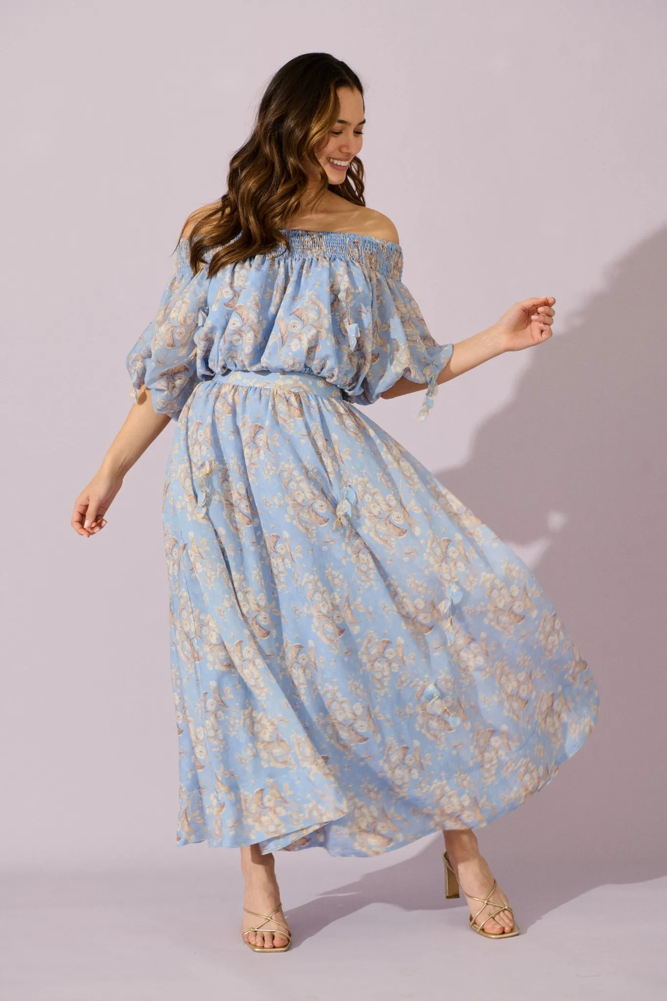 Gardenlight Maxi Skirt in Blue Floral sold by St Frock product image thumbnail 2