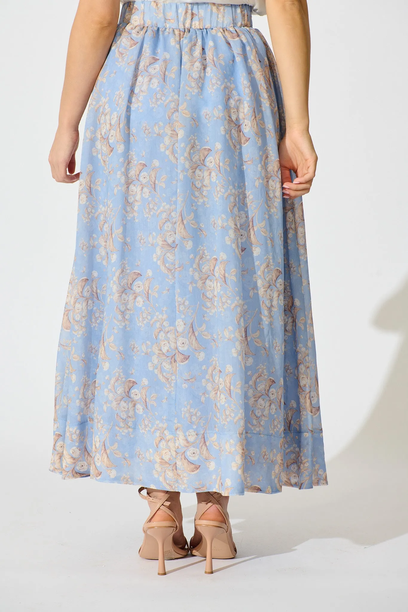 Gardenlight Maxi Skirt in Blue Floral sold by St Frock product image thumbnail 5