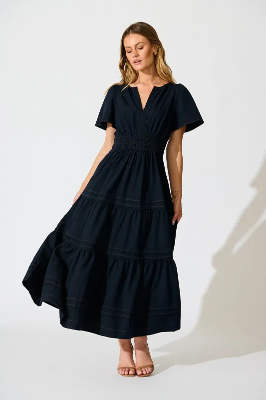 Florencia Maxi Dress in Navy sold by St Frock
