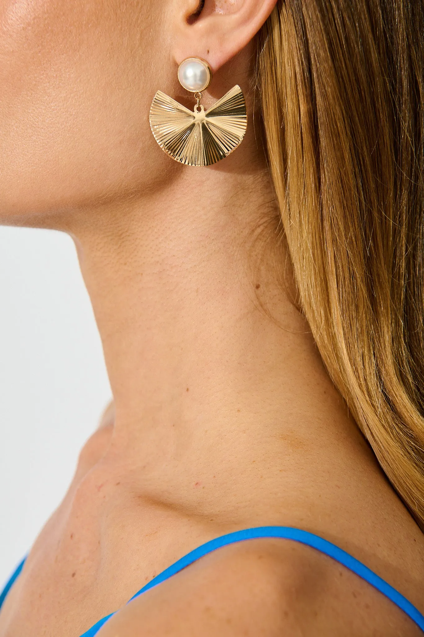 Daphne Drop Earrings in Gold with Pearl sold by St Frock product image thumbnail 3