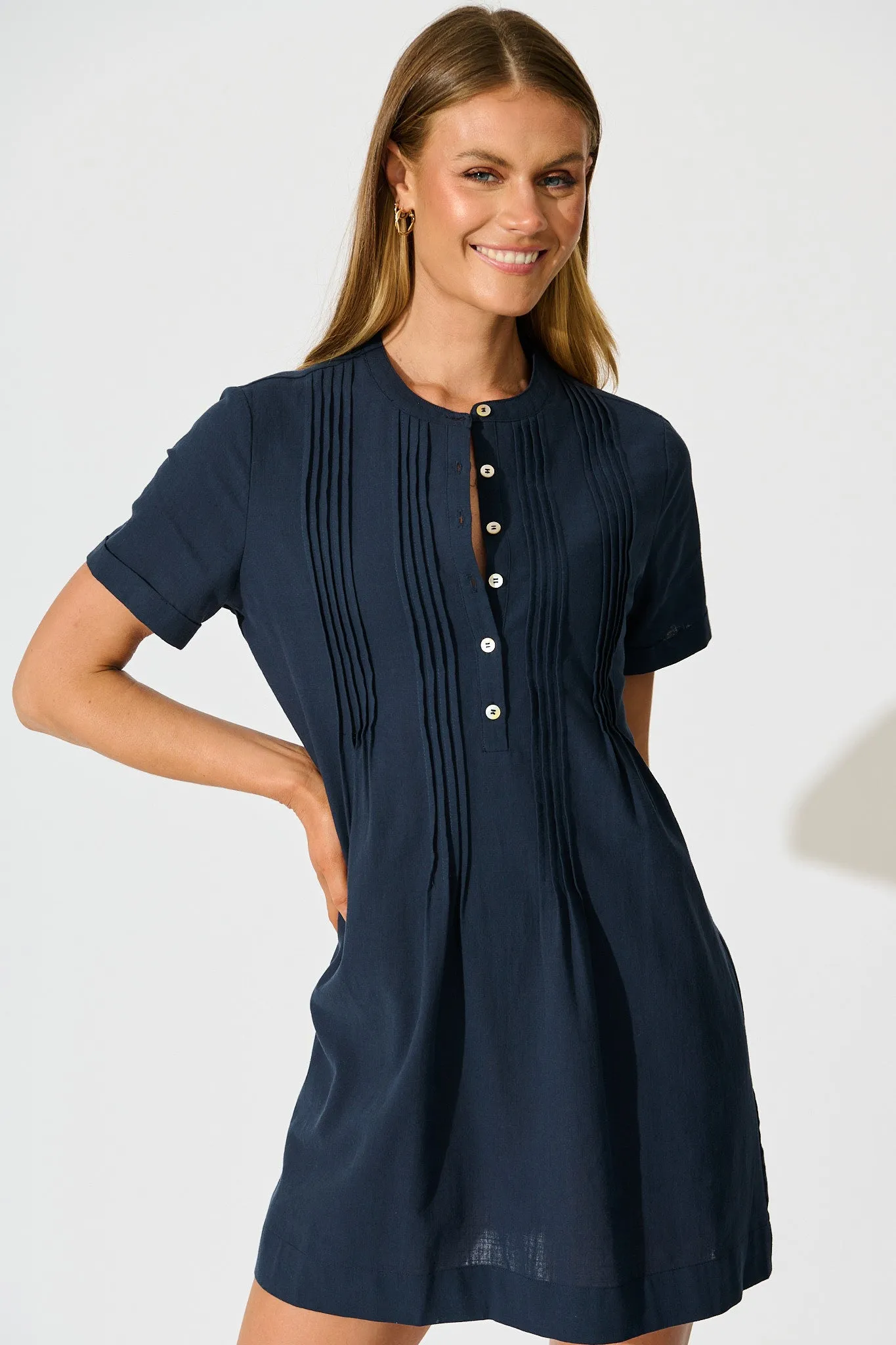 Ivory Fields Smock Dress in Navy Cotton sold by St Frock product image thumbnail 2