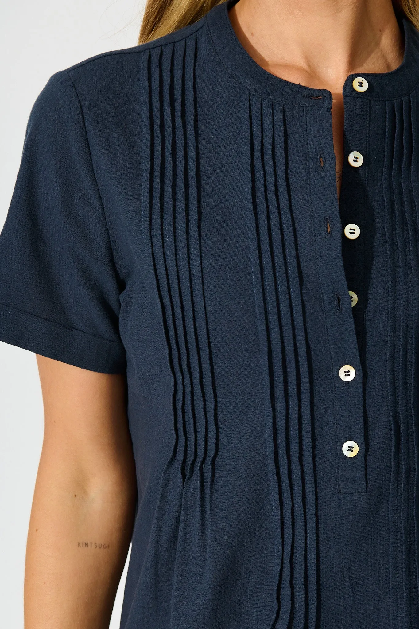 Ivory Fields Smock Dress in Navy Cotton sold by St Frock product image thumbnail 5