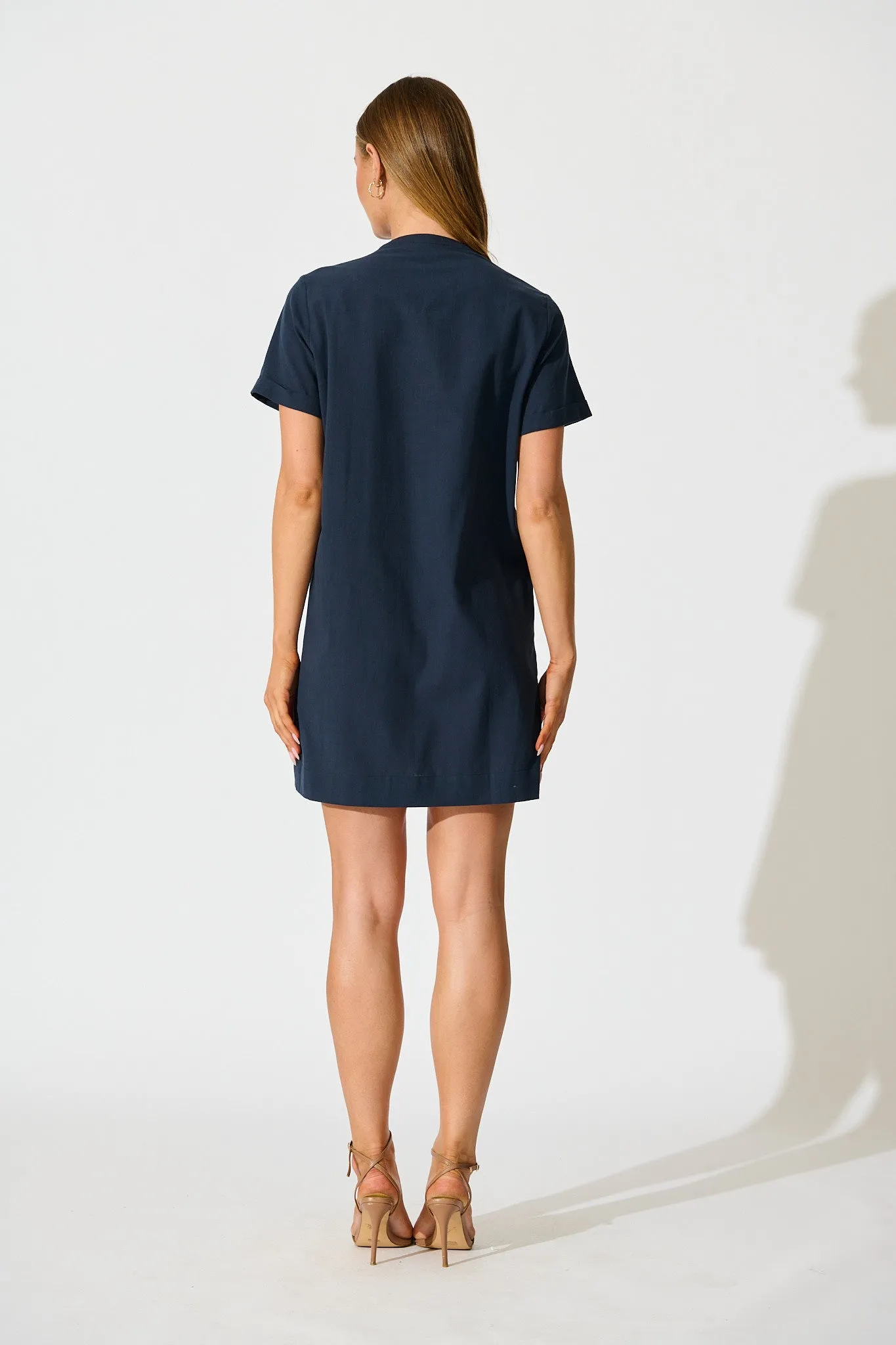 Ivory Fields Smock Dress in Navy Cotton sold by St Frock product image thumbnail 4