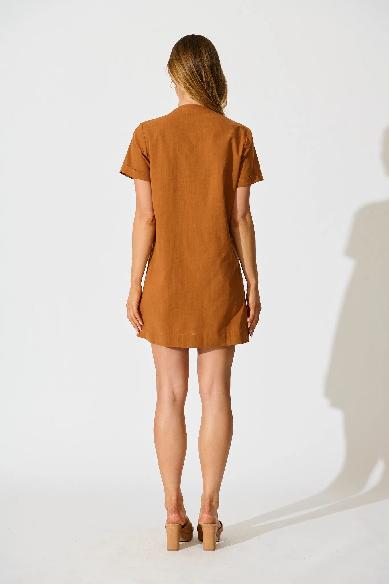 Ivory Fields Smock Dress in Camel Brown Cotton sold by St Frock product image thumbnail 4